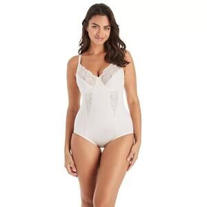 Maidenform White Firm Control Shapewear Lace-Trim Body Shaper Size 38C